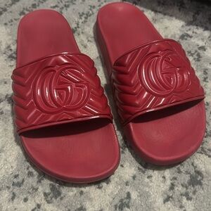 Mens Gucci Matalasse Red Slides